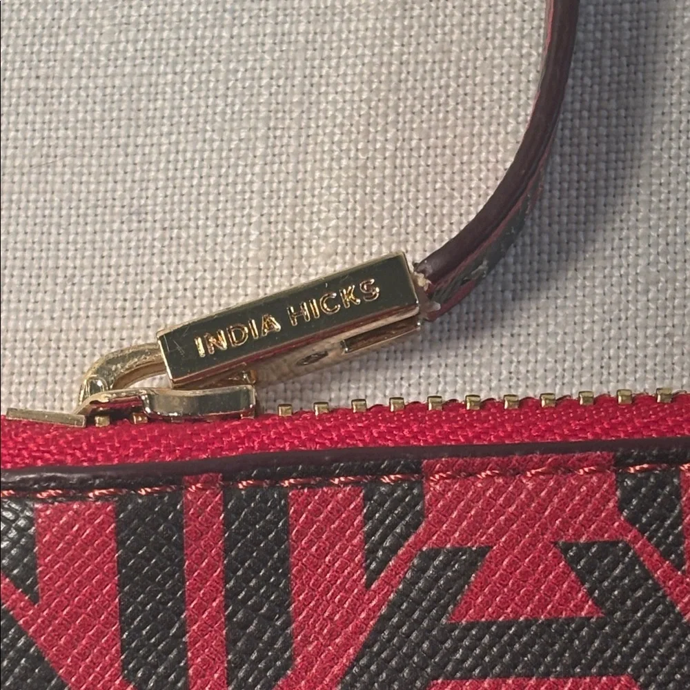 India Hicks Flat Stanley Pouch Red Black Heritage Print